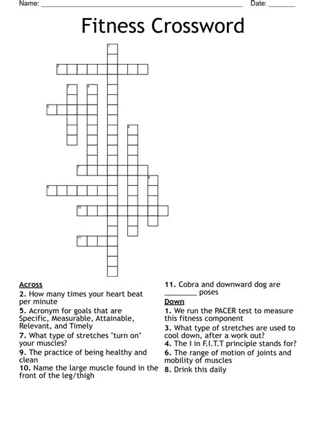 fitness crossword clue|Fitness Crossword Clue